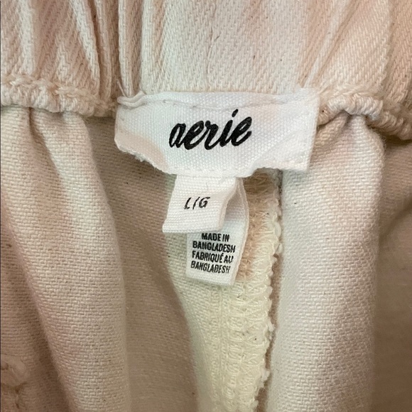 Aerie High Waist Womens L Soft Cream Shorts Wide Waistband Pockets Lightweight - Picture 2 of 8